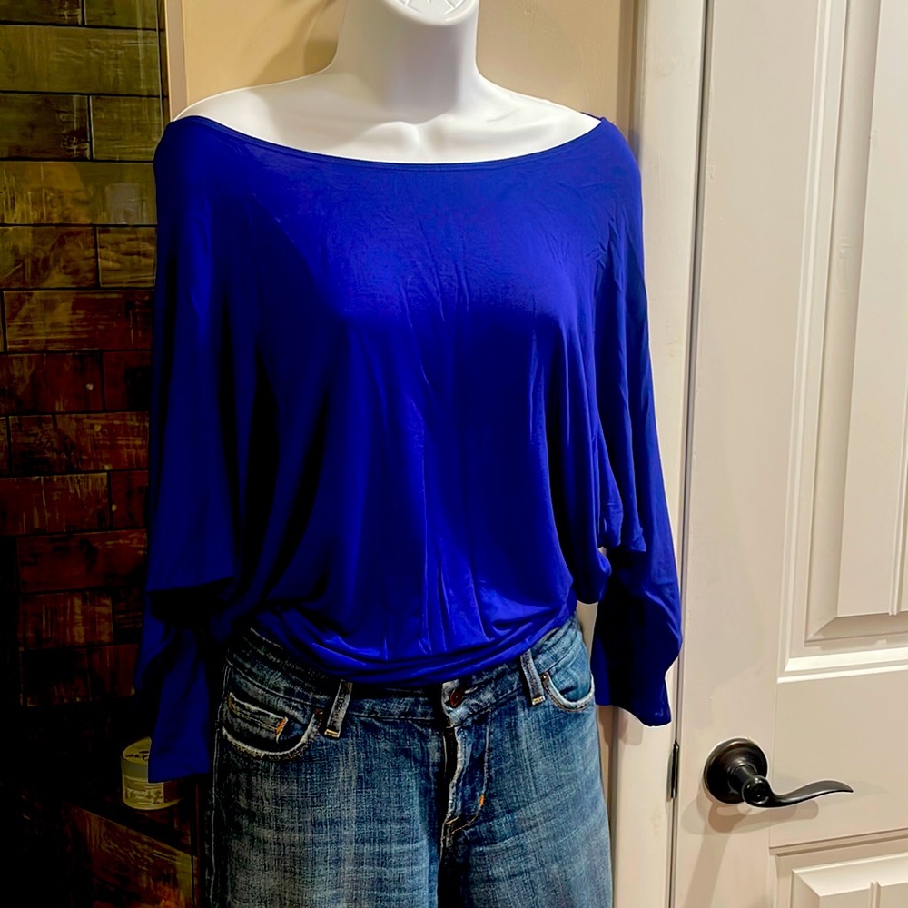 Women’s Royal Blue Over the Shoulder Top—NWOT